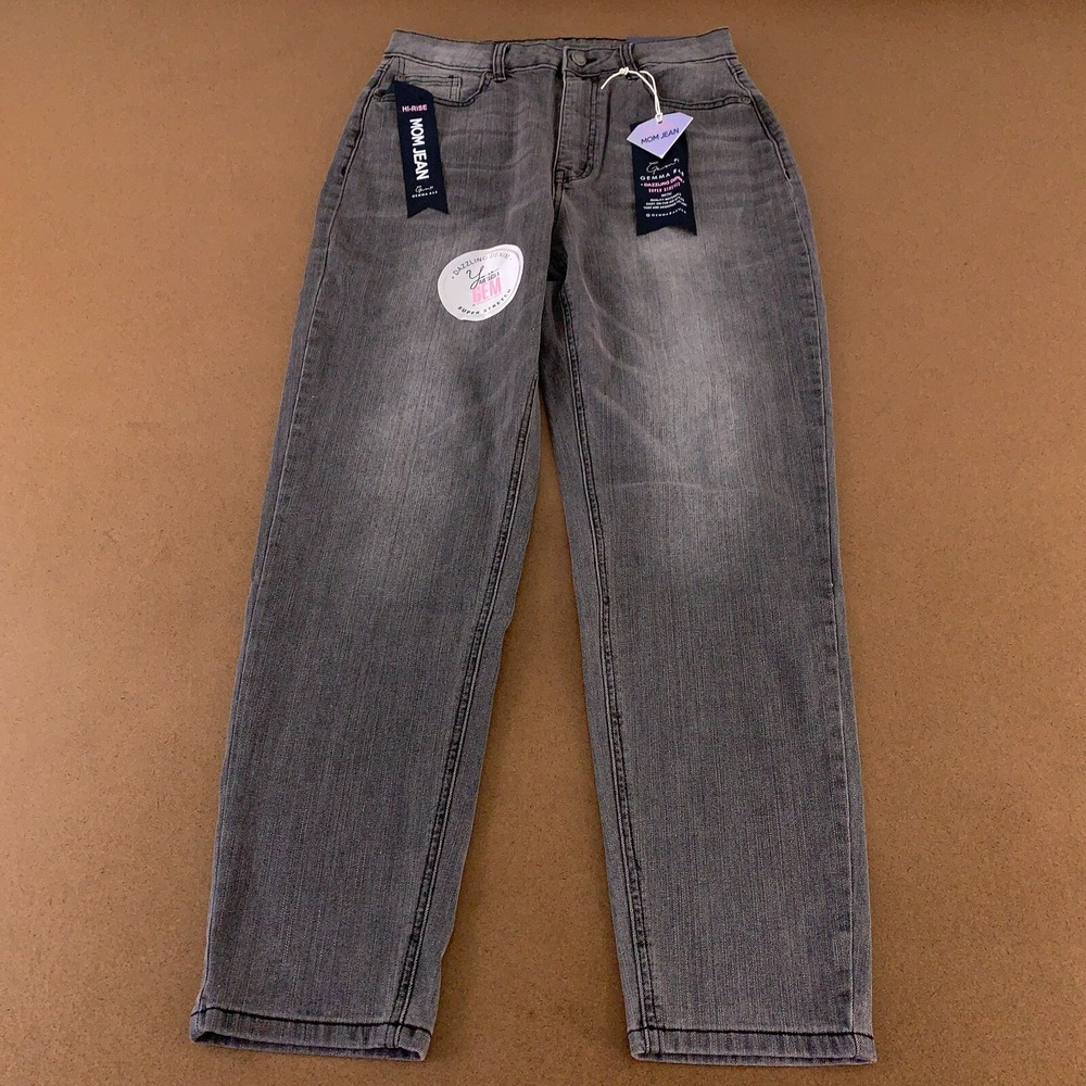 Gem by Gemma Rae Juniors Size 9 Gray Super Stretch Denim Hi Rise Mom Jeans NWT
